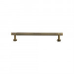 M Marcus Heritage Brass Partial Knurled Design Cabinet Pull with Rose 128mm Centre to Centre